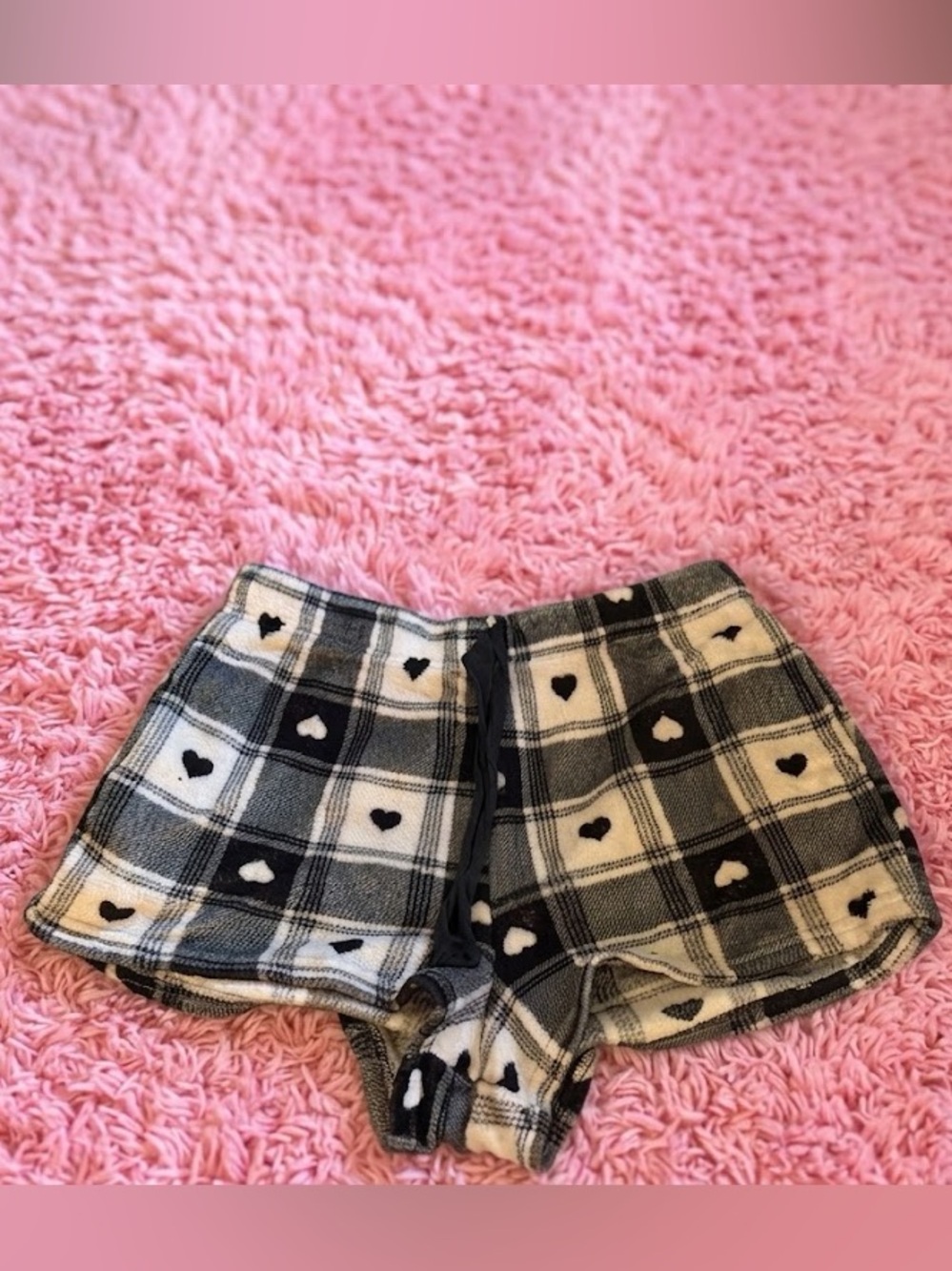 Charlotte Russe Black and White Plaid Heart Shorts